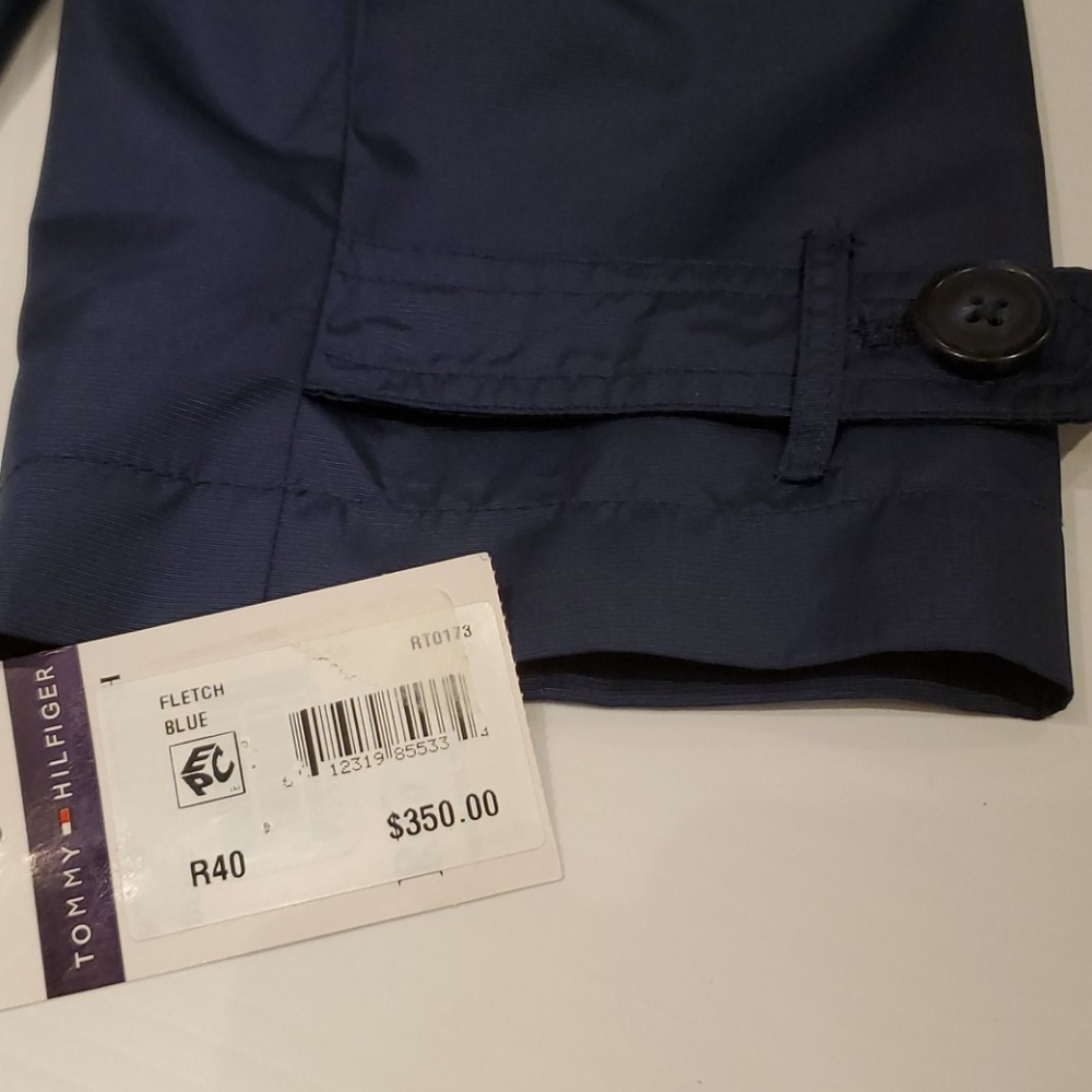 NWT! Tommy Hilfiger Fletch Solid Rain Coat Blue - Picture 4 of 8